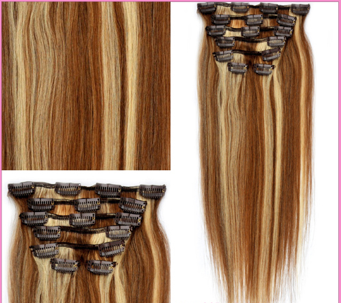 Silky straight style unprocessed wholesale cheap ombre hair extension clip in